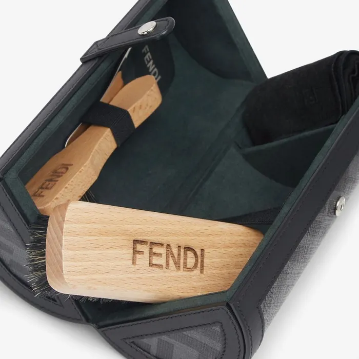 Man Shoe Care Kit In Black Fabric Black Fendi Travel and Lifestyle