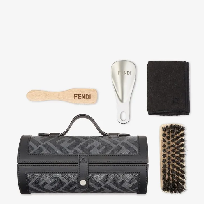 Man Shoe Care Kit In Black Fabric Black Fendi Travel and Lifestyle