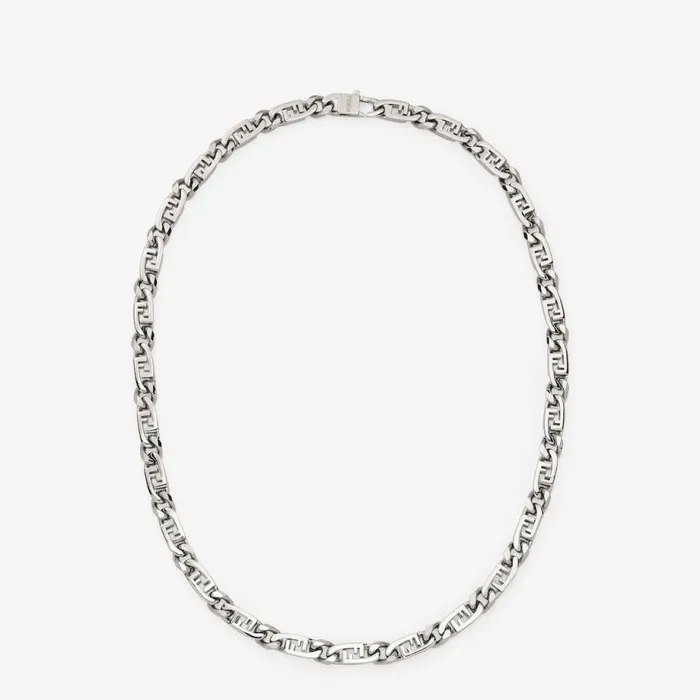 Man SilverColoured Necklace Fendi Necklaces