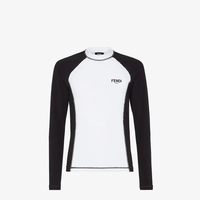 Man White And Black Cotton TShirt White Fendi Skiwear
