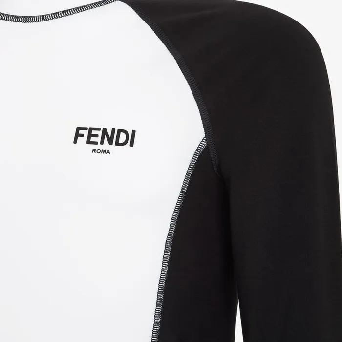 Man White And Black Cotton TShirt White Fendi Skiwear
