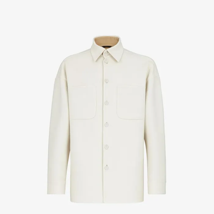 Man White Cashmere Blouson White Fendi Coats and Outerwear