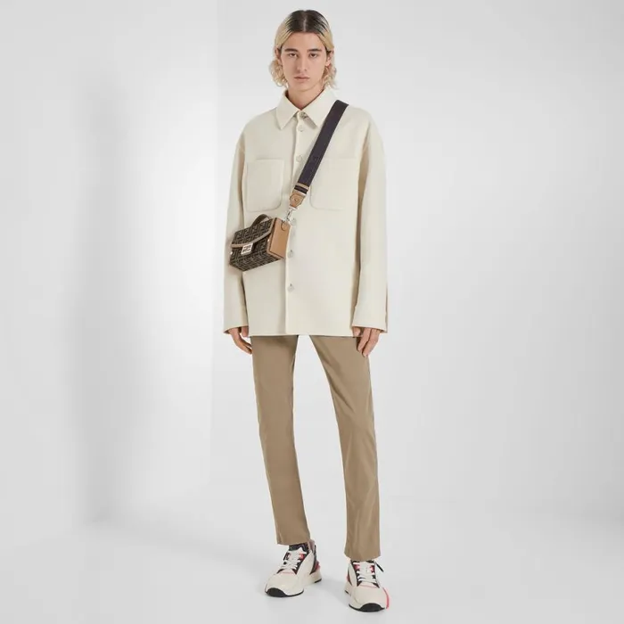 Man White Cashmere Blouson White Fendi Coats and Outerwear