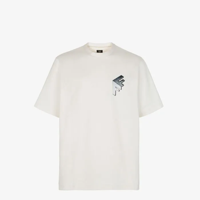 Man White Jersey TShirt White Fendi Tshirts and Polos