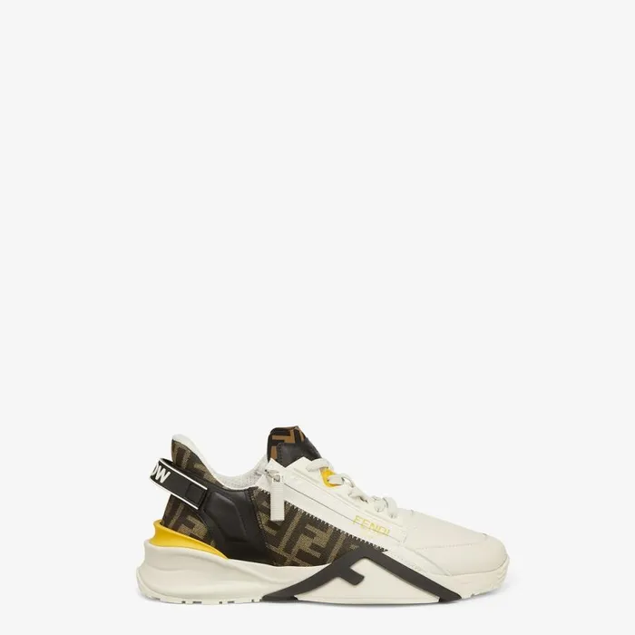Man White Leather LowTops White Fendi Fendi Flow