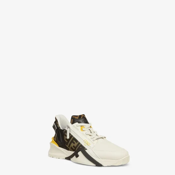 Man White Leather LowTops White Fendi Fendi Flow