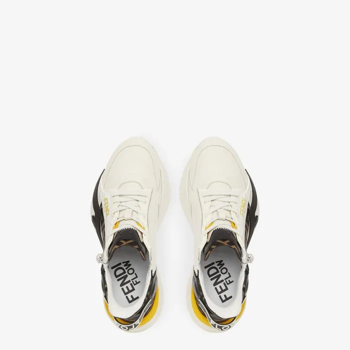 Man White Leather LowTops White Fendi Fendi Flow