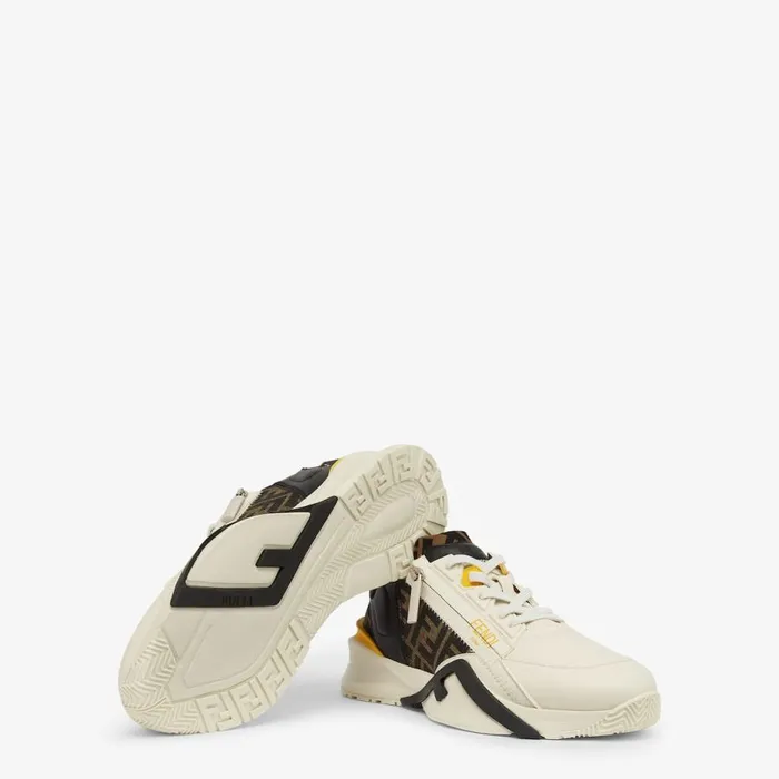 Man White Leather LowTops White Fendi Fendi Flow