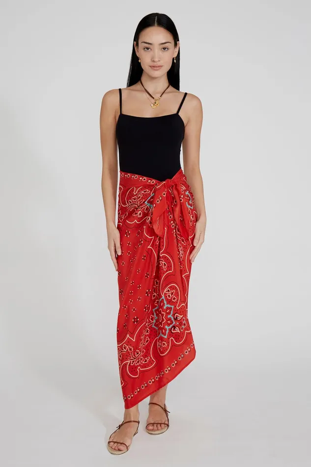 Mandala Sarong Pompeian Red Women Chan Luu Bottoms