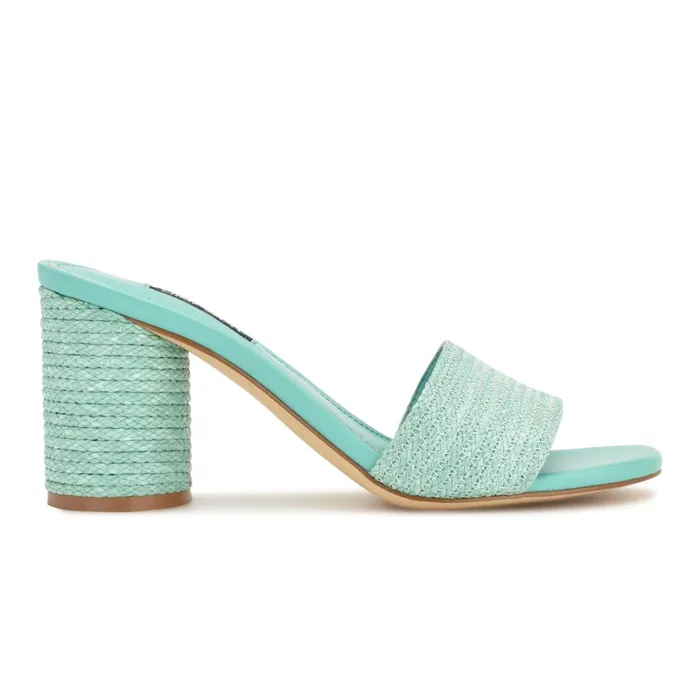 Mapeli Heeled Slide Sandals Aqua Blue Women Nine West Mid Heels