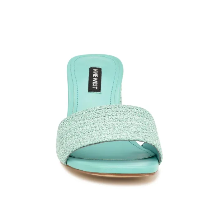 Mapeli Heeled Slide Sandals Aqua Blue Women Nine West Mid Heels Mapeli Heeled Slide Sandals Aqua Blue Women Nine West Mid Heels