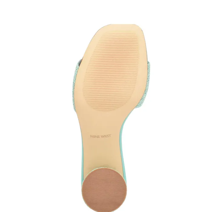 Mapeli Heeled Slide Sandals Aqua Blue Women Nine West Mid Heels Mapeli Heeled Slide Sandals Aqua Blue Women Nine West Mid Heels