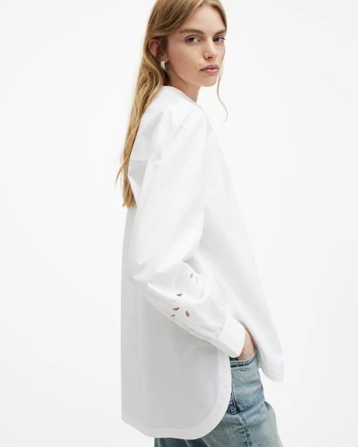 Marcie Embroidered Val Relaxed Fit Shirt White Women AllSaints Tops and Shirts Marcie Embroidered Val Relaxed Fit Shirt White Women AllSaints Tops and Shirts