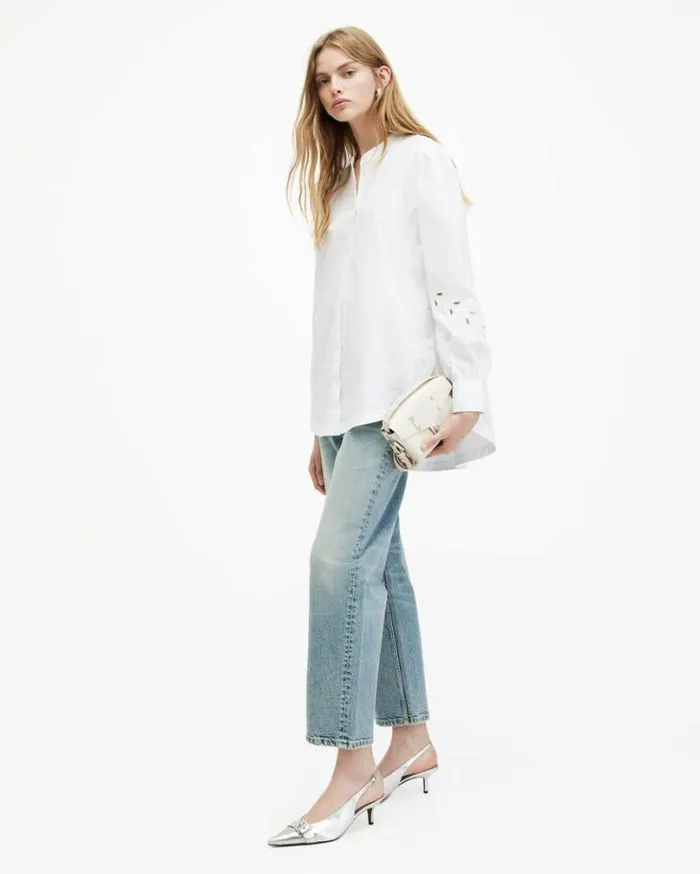 Marcie Embroidered Val Relaxed Fit Shirt White Women AllSaints Tops and Shirts Marcie Embroidered Val Relaxed Fit Shirt White Women AllSaints Tops and Shirts