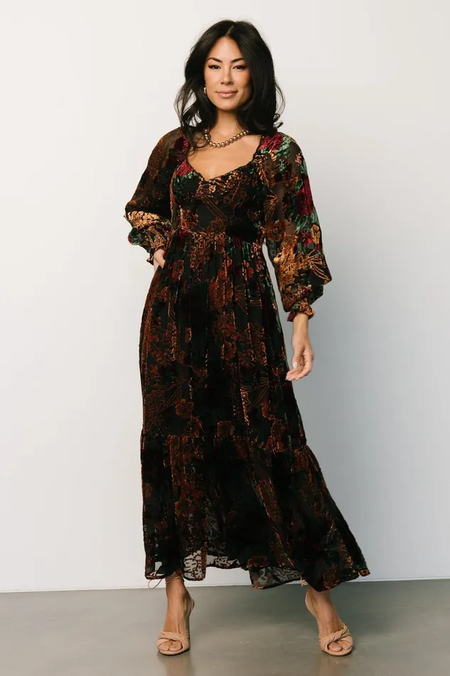 Marlow Velvet Embossed Dress Black Multi Women Baltic Born Mother Of The Bride