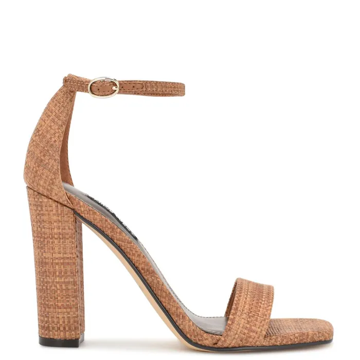 Marrie Ankle Strap Sandals Brown Raffia Women Nine West Dress