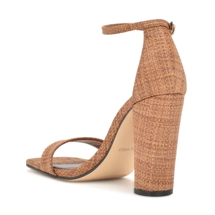 Marrie Ankle Strap Sandals Brown Raffia Women Nine West Dress Marrie Ankle Strap Sandals Brown Raffia Women Nine West Dress