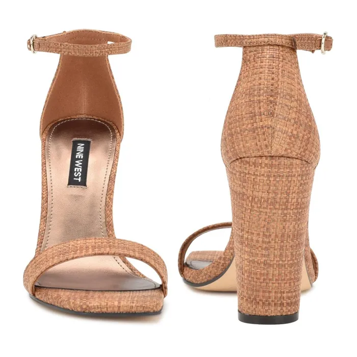 Marrie Ankle Strap Sandals Brown Raffia Women Nine West Dress Marrie Ankle Strap Sandals Brown Raffia Women Nine West Dress