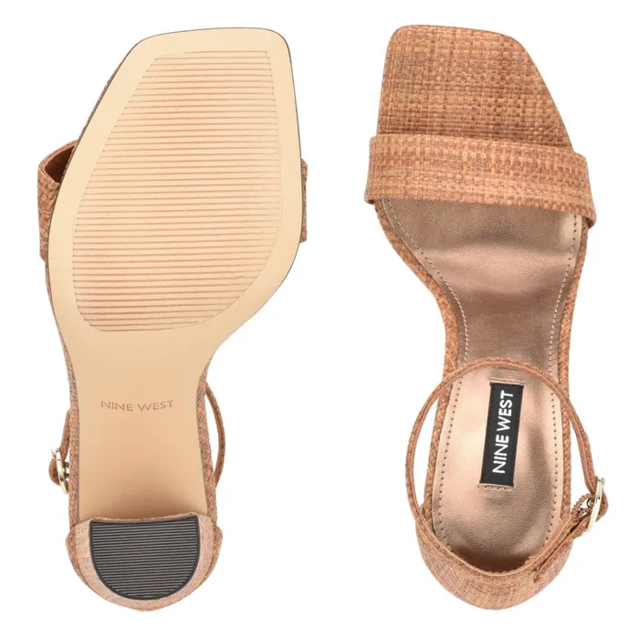Marrie Ankle Strap Sandals Brown Raffia Women Nine West Dress Marrie Ankle Strap Sandals Brown Raffia Women Nine West Dress