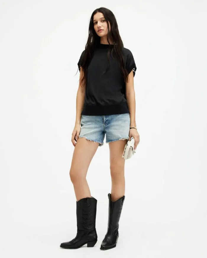Marti Crochet Sleeveless Tank Top Black Women AllSaints Tops and Shirts