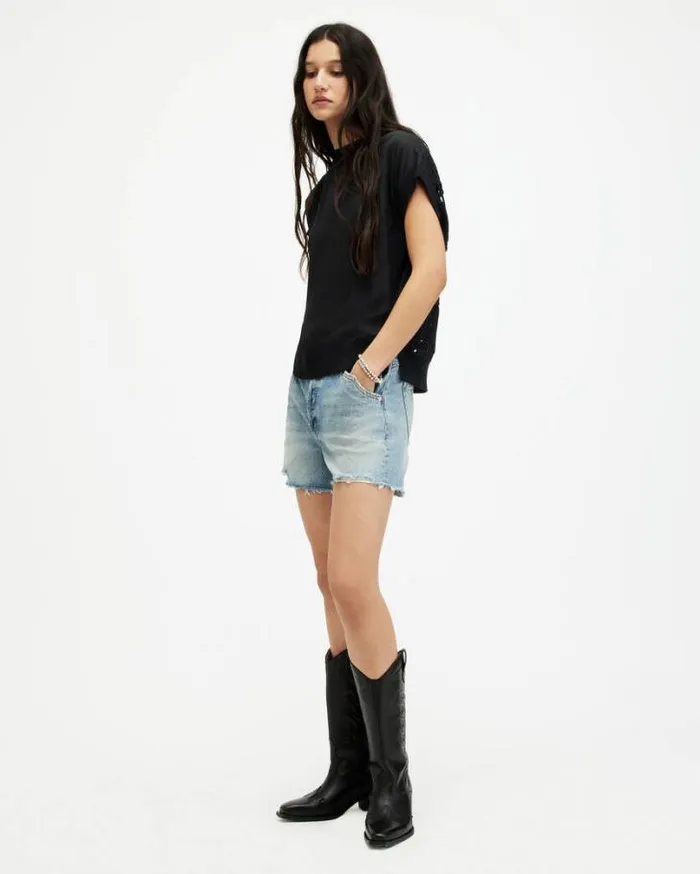 Marti Crochet Sleeveless Tank Top Black Women AllSaints Tops and Shirts