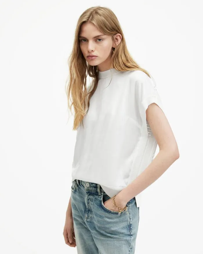 Marti Crochet Sleeveless Tank Top Chalk White Women AllSaints Tops and Shirts Marti Crochet Sleeveless Tank Top Chalk White Women AllSaints Tops and Shirts