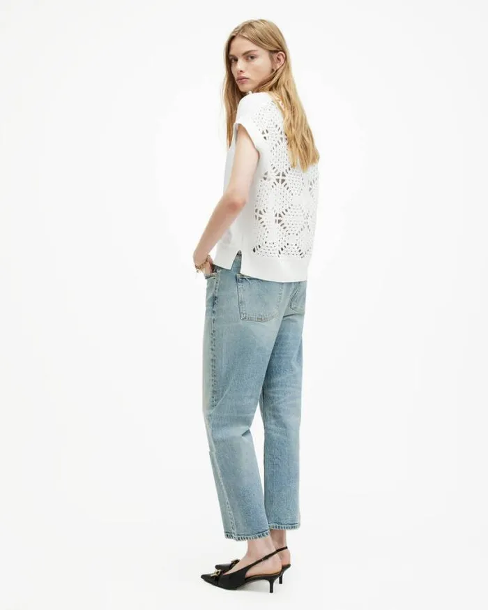 Marti Crochet Sleeveless Tank Top Chalk White Women AllSaints Tops and Shirts Marti Crochet Sleeveless Tank Top Chalk White Women AllSaints Tops and Shirts
