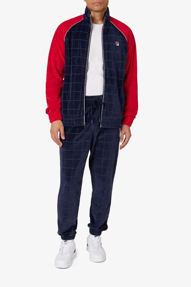 Matching Sets Men Fila Ivy League Velour Track Pant 431 Fila Navyfila Red