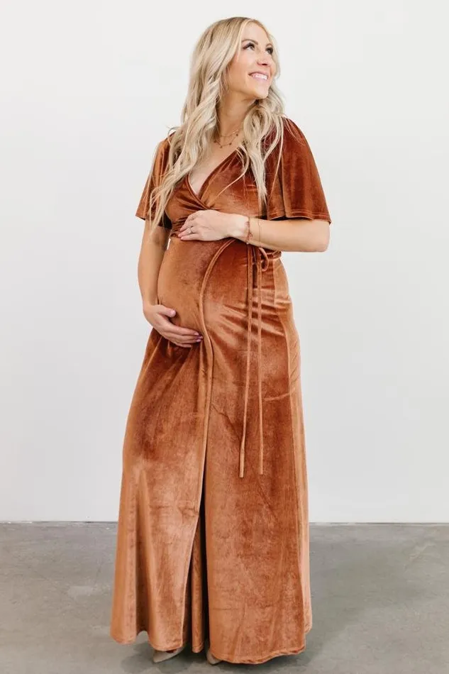 Meghan Velvet Wrap Maxi Dress Spice Women Baltic Born Wedding Guest Meghan Velvet Wrap Maxi Dress Spice Women Baltic Born Wedding Guest