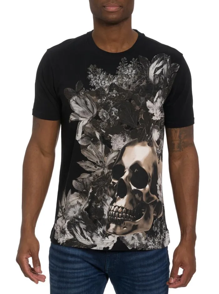 Men 24K SKULL TSHIRT Black Robert Graham Polos and TShirts