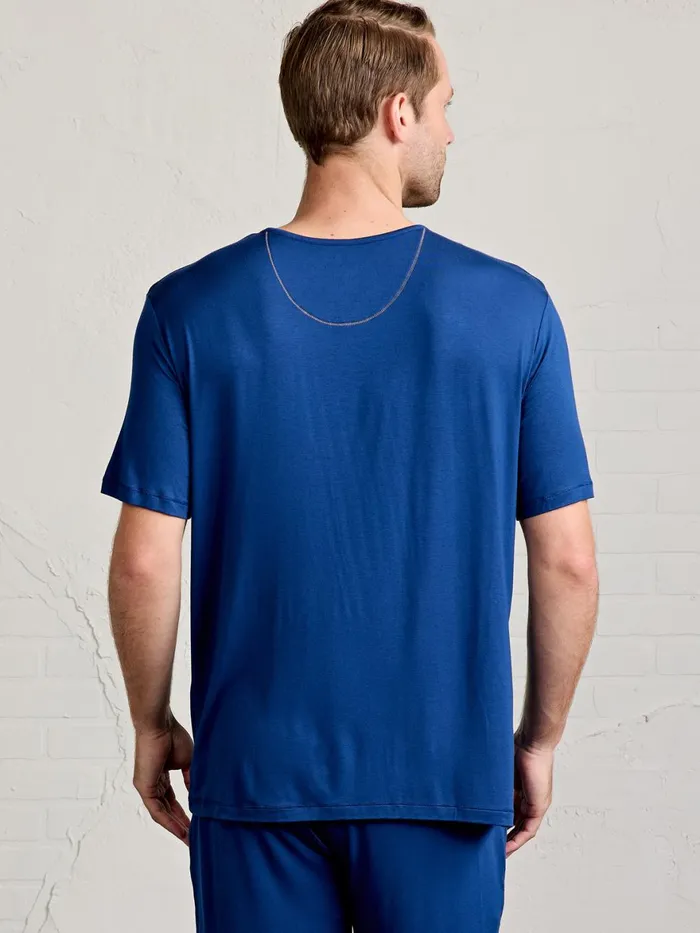 Men Bamboo Silk Sleep Short Sleeve Henley Tasc Performance Sleepwear