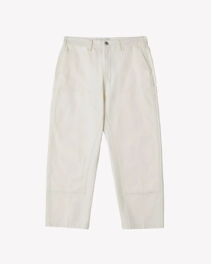 Men BIG TIMER TWILL DOUBLE KNEE PANT Unbleached OBEY Clothing BOTTOMS