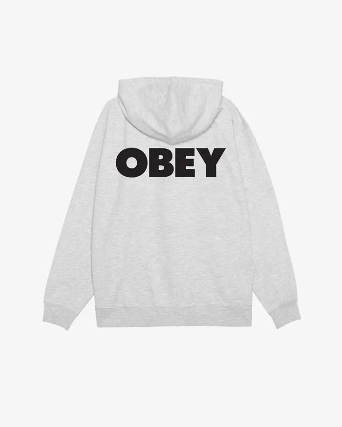 Men BOLD HEAVYWEIGHT ZIP HOOD Ash Grey OBEY Clothing SWEATSHIRTS
