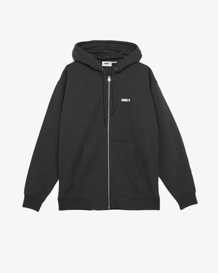 Men BOLD HEAVYWEIGHT ZIP HOOD Ash Grey OBEY Clothing SWEATSHIRTS