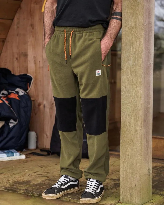 Men Bottoms Passenger Set Off Recycled Polar Fleece Jogger True Black Khaki True Black Khaki