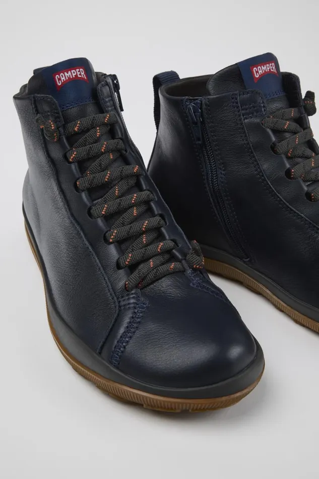 Men Camper Ankle Boots Peu Pista GORETEX Blue Leather Ankle Boots