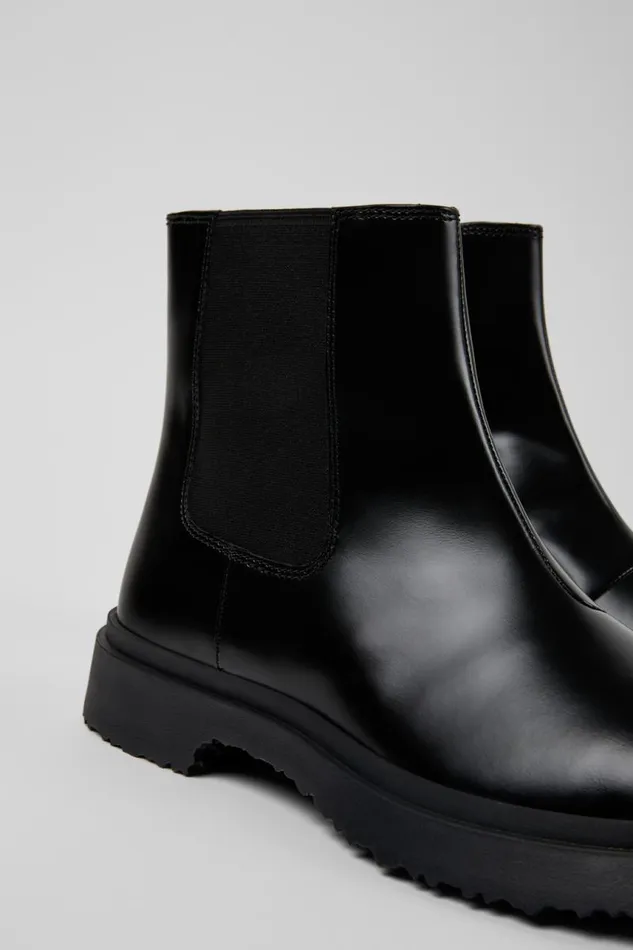 Men Camper Ankle Boots Walden Black Leather Ankle Boots