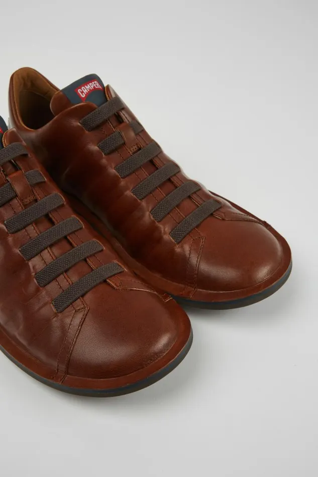 Men Camper Casual Shoes Beetle Brown Leather Shoes