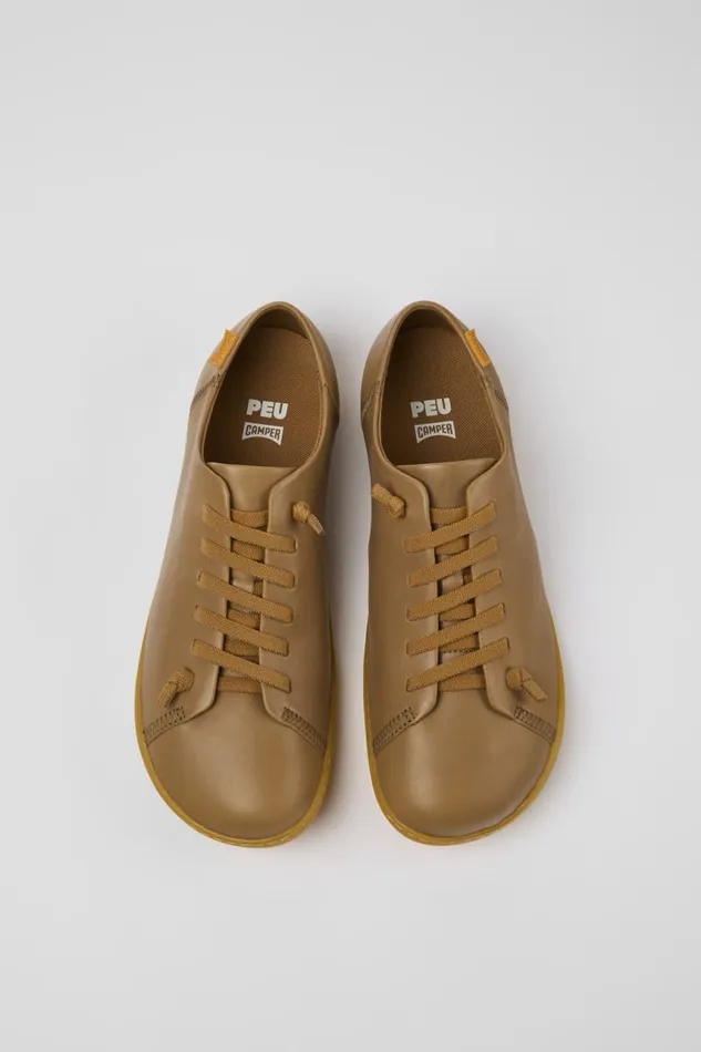 Men Camper Casual Shoes Peu Beige Leather Basket Men Camper Casual Shoes Peu Beige Leather Basket
