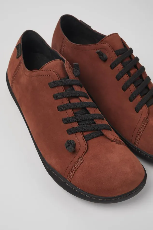 Men Camper Casual Shoes Peu Burgundy Nubuck Shoes
