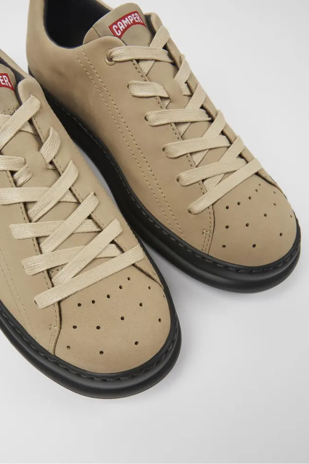 Men Camper Casual Shoes Runner Beige Nubuck Sneakers