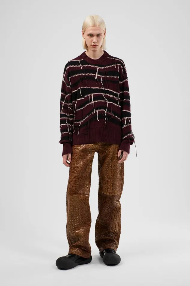 Men Camper Knit Melange Knit Sweater Brown Organic Cotton Knit Sweater