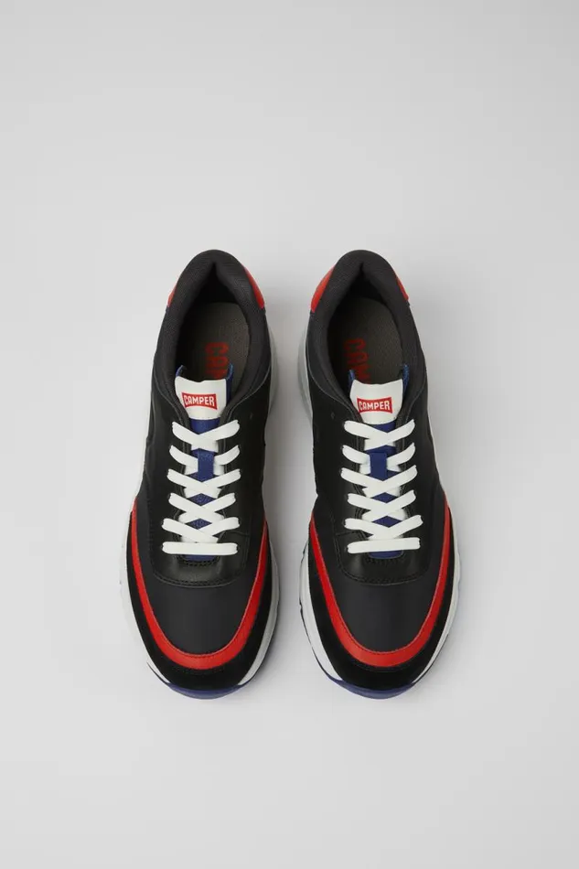 Men Camper Sneakers Drift Black And Red Textile And Leather Sneakers Men Camper Sneakers Drift Black And Red Textile And Leather Sneakers