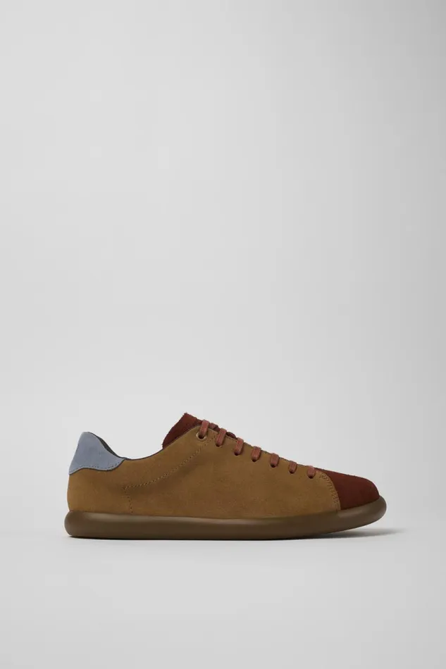 Men Camper Sneakers Twins Red And Brown Nubuck Sneaker
