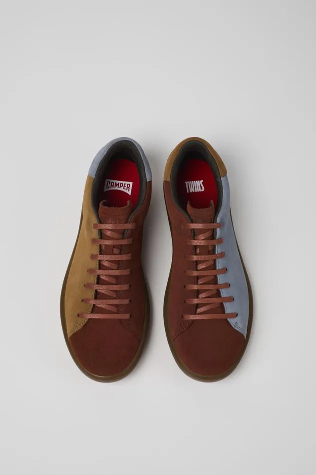 Men Camper Sneakers Twins Red And Brown Nubuck Sneaker