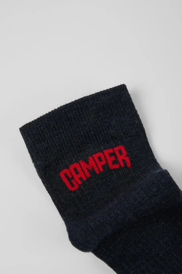 Men Camper Socks Long Sock Pack 2 Pairs Gray And Blue Merino Wool Socks Men Camper Socks Long Sock Pack 2 Pairs Gray And Blue Merino Wool Socks
