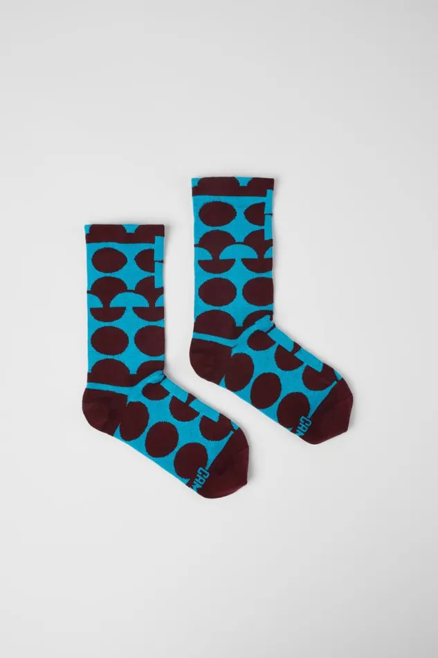 Men Camper Socks Sox Socks Burgundy And Blue Socks