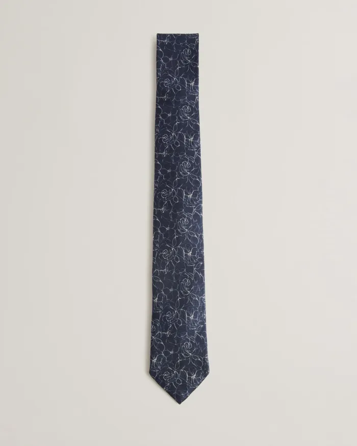 Men CAVUT 8211 Abstract Floral Print Silk Tie Navy Ted Baker Ties and Bowties Men CAVUT 8211 Abstract Floral Print Silk Tie Navy Ted Baker Ties and Bowties