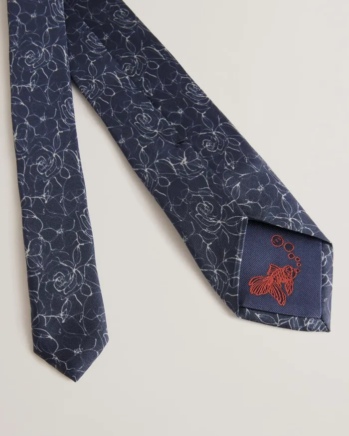 Men CAVUT 8211 Abstract Floral Print Silk Tie Navy Ted Baker Ties and Bowties Men CAVUT 8211 Abstract Floral Print Silk Tie Navy Ted Baker Ties and Bowties