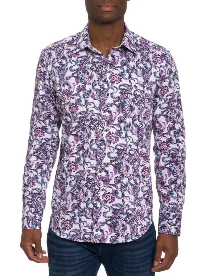 Men CICCIO LONG SLEEVE BUTTON DOWN SHIRT Wine Robert Graham Button Down Shirts